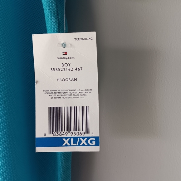 New Tommy Hilfiger Boy's Polo Shirt Short-Sleeve Buttons Blue Extra Large XL 20 - Picture 9 of 10